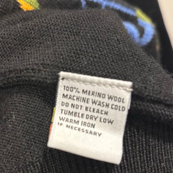 Vintage Greg Norman Men's XL Black 100% Merino Argyle V-Neck Sweater Pullover - Picture 7 of 8